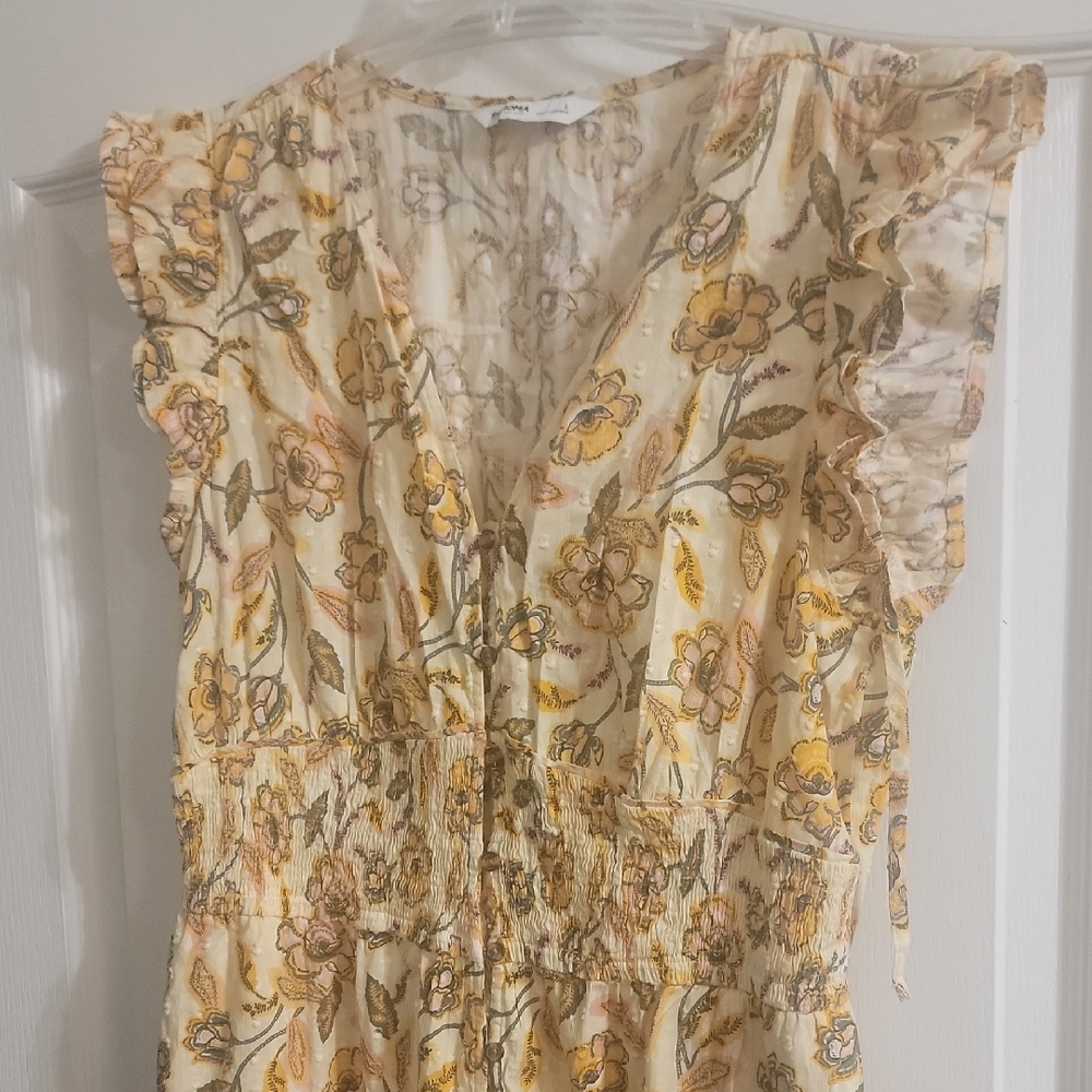 Sonoma Cream and Tan Floral Maxi Dress - Picture 3 of 5